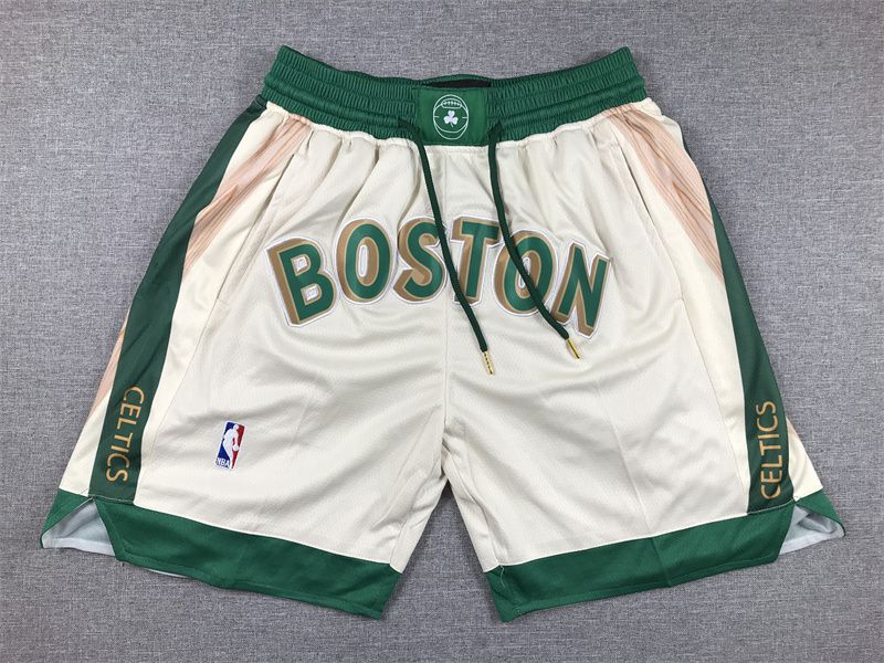 2025 Men NBA Boston Celtics Shorts Cream style 2->boston celtics->NBA Jersey